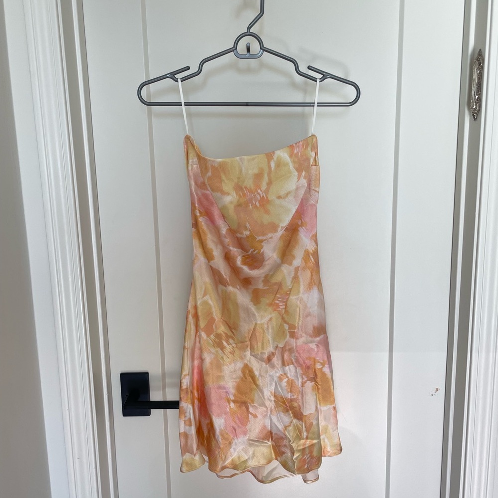 bec + bridge floral Strapless Mini Dress